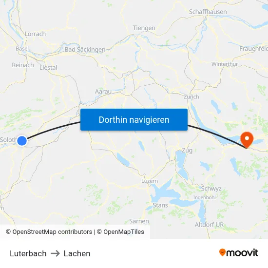 Luterbach to Lachen map