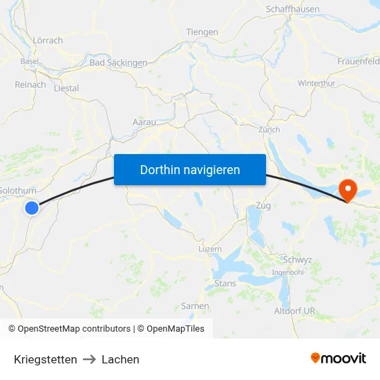 Kriegstetten to Lachen map
