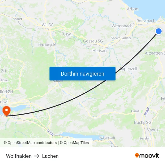 Wolfhalden to Lachen map