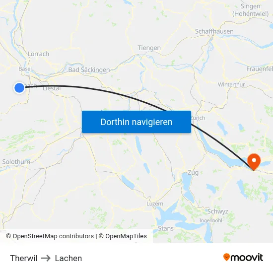 Therwil to Lachen map