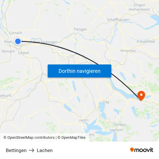 Bettingen to Lachen map