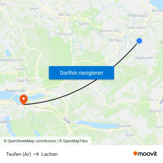 Teufen (Ar) to Lachen map