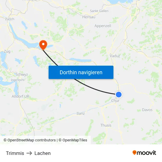 Trimmis to Lachen map
