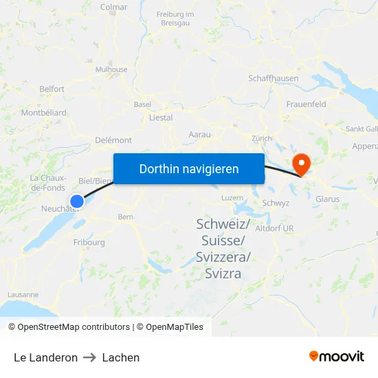 Le Landeron to Lachen map