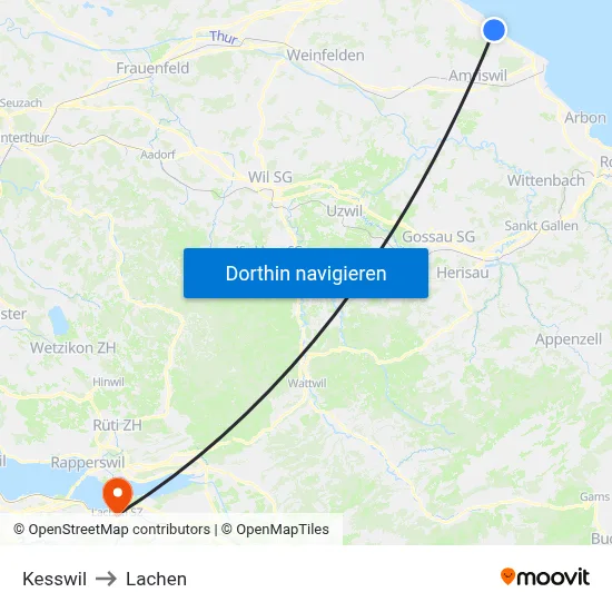 Kesswil to Lachen map