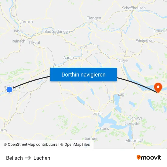 Bellach to Lachen map