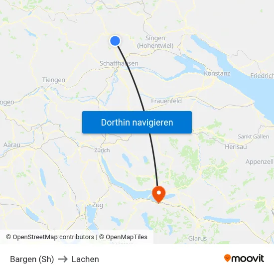 Bargen (Sh) to Lachen map