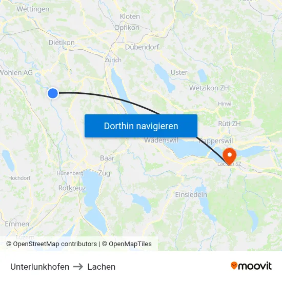 Unterlunkhofen to Lachen map