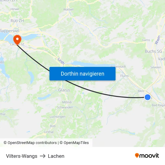 Vilters-Wangs to Lachen map
