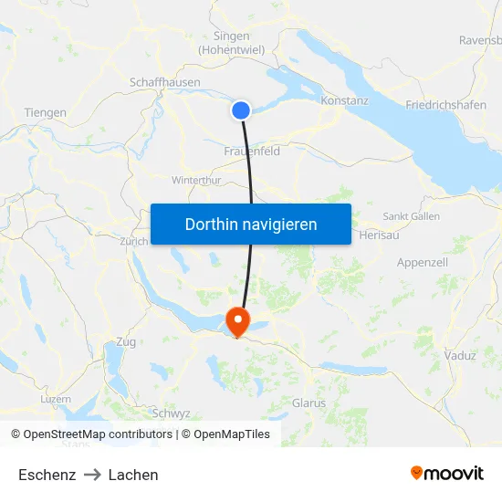 Eschenz to Lachen map