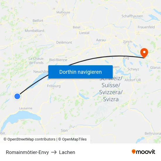 Romainmôtier-Envy to Lachen map