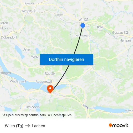 Wilen (Tg) to Lachen map