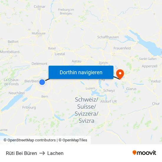 Rüti Bei Büren to Lachen map