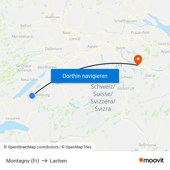 Montagny (Fr) to Lachen map