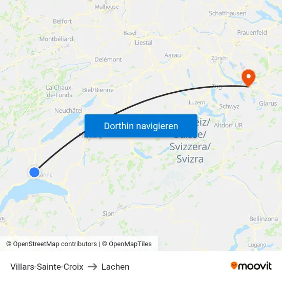 Villars-Sainte-Croix to Lachen map