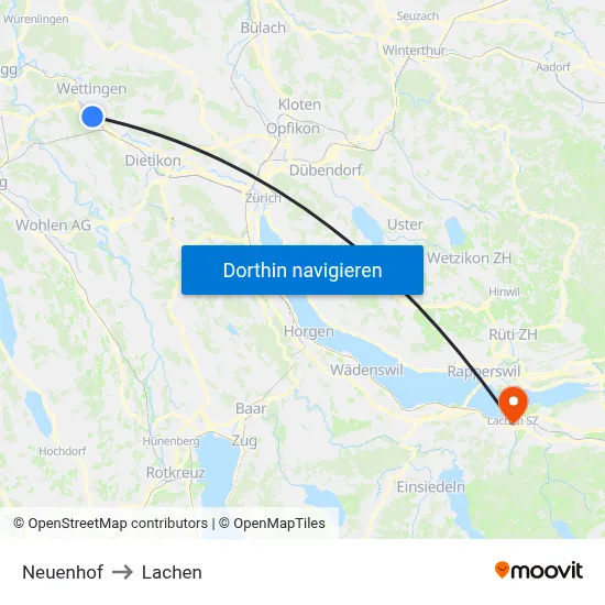 Neuenhof to Lachen map