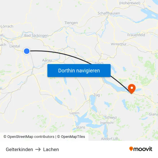 Gelterkinden to Lachen map