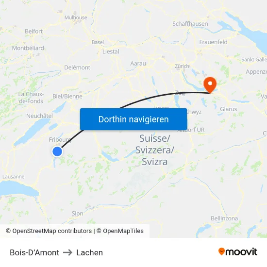 Bois-D’Amont to Lachen map
