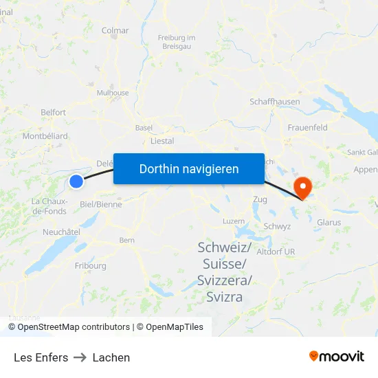 Les Enfers to Lachen map
