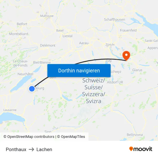 Ponthaux to Lachen map