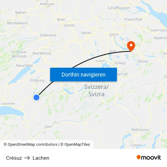 Crésuz to Lachen map