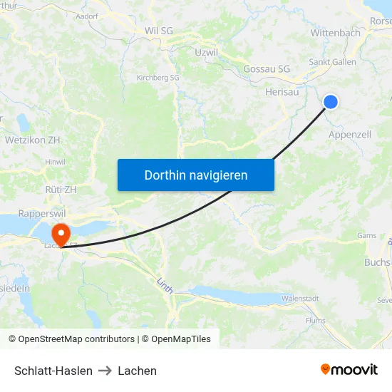 Schlatt-Haslen to Lachen map