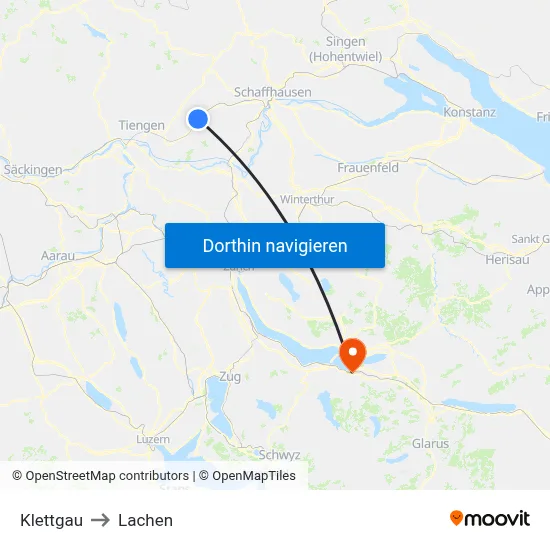 Klettgau to Lachen map