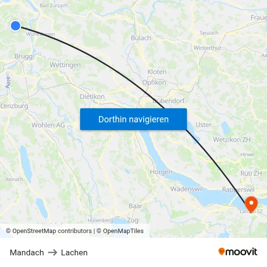 Mandach to Lachen map