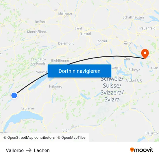 Vallorbe to Lachen map
