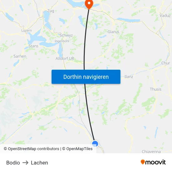 Bodio to Lachen map