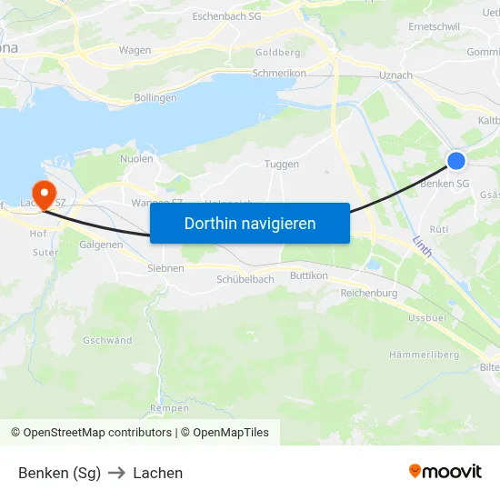 Benken (Sg) to Lachen map