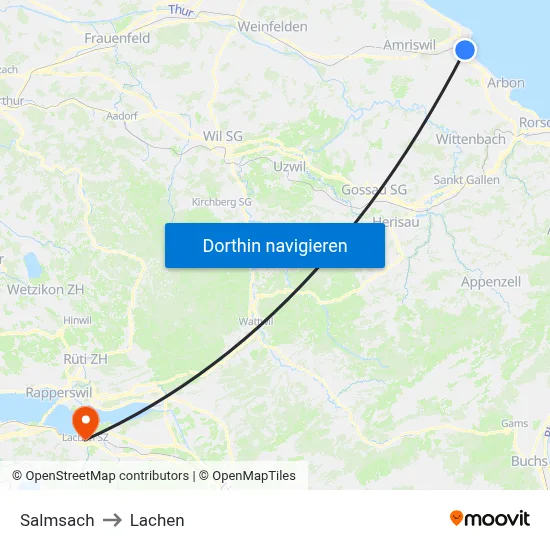 Salmsach to Lachen map