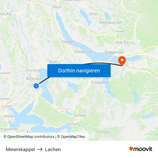 Meierskappel to Lachen map