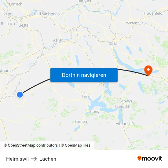 Heimiswil to Lachen map