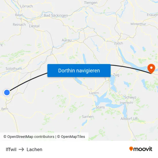 Iffwil to Lachen map