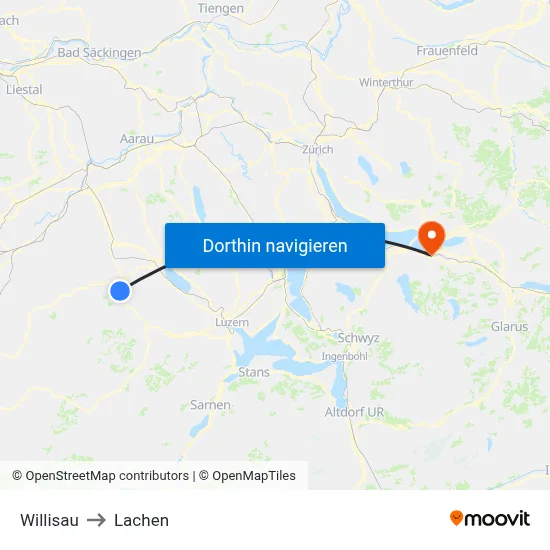 Willisau to Lachen map