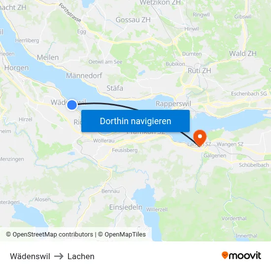 Wädenswil to Lachen map