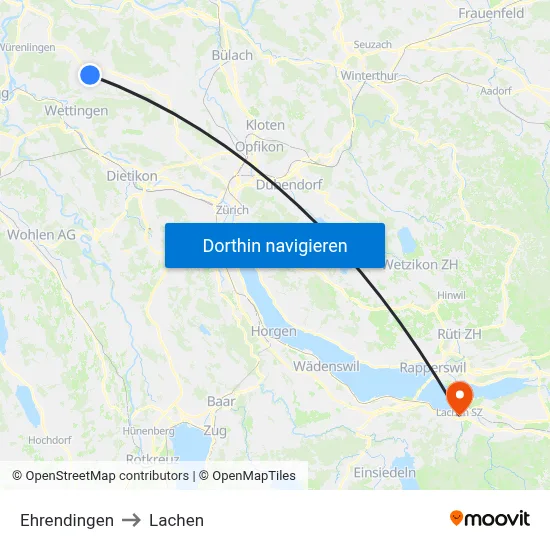 Ehrendingen to Lachen map