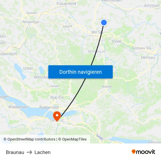 Braunau to Lachen map
