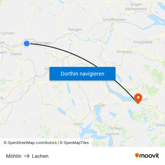 Möhlin to Lachen map