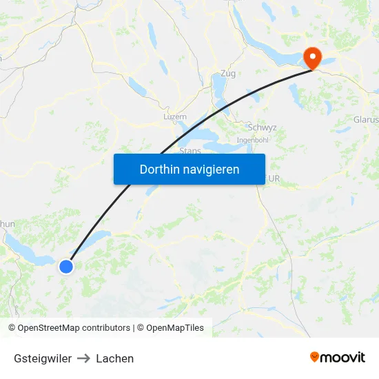 Gsteigwiler to Lachen map