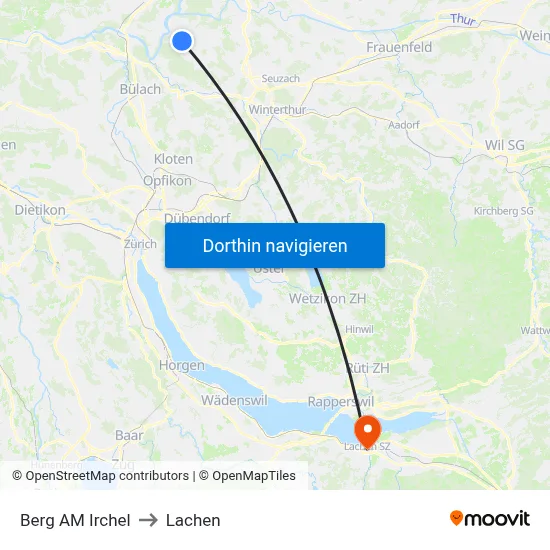 Berg AM Irchel to Lachen map