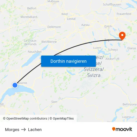 Morges to Lachen map