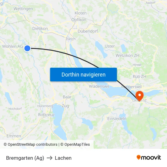 Bremgarten (Ag) to Lachen map