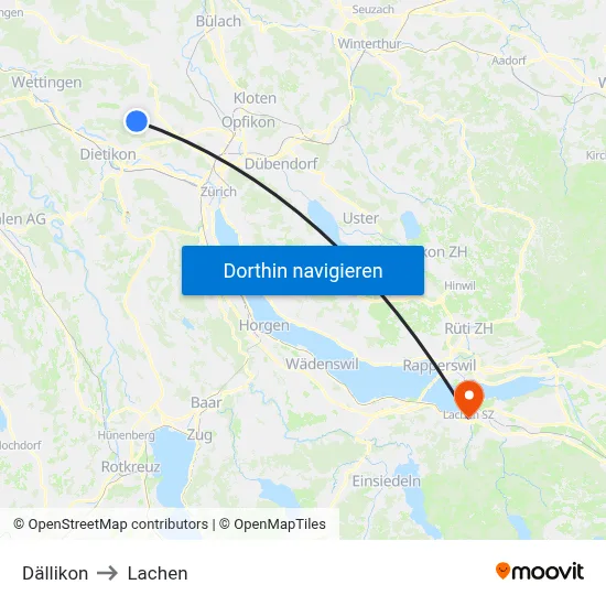 Dällikon to Lachen map
