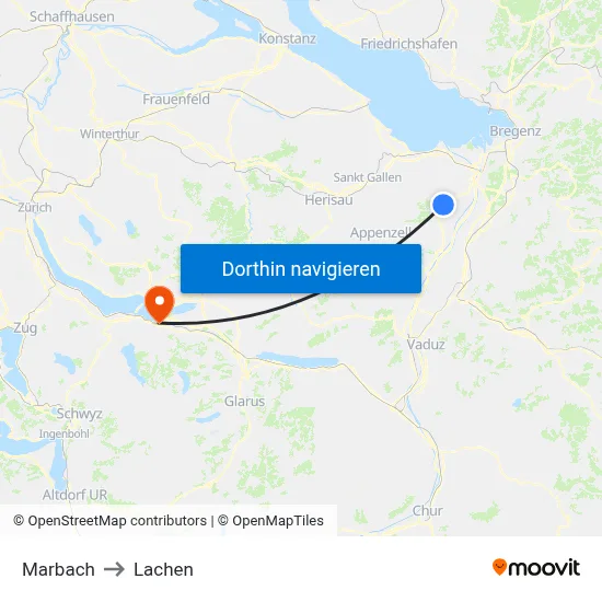 Marbach to Lachen map