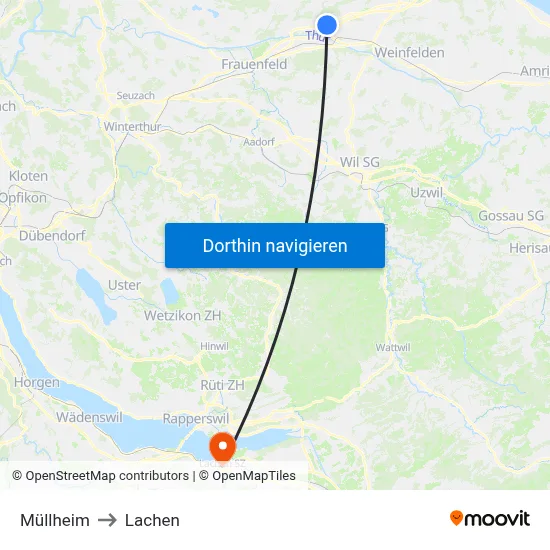 Müllheim to Lachen map