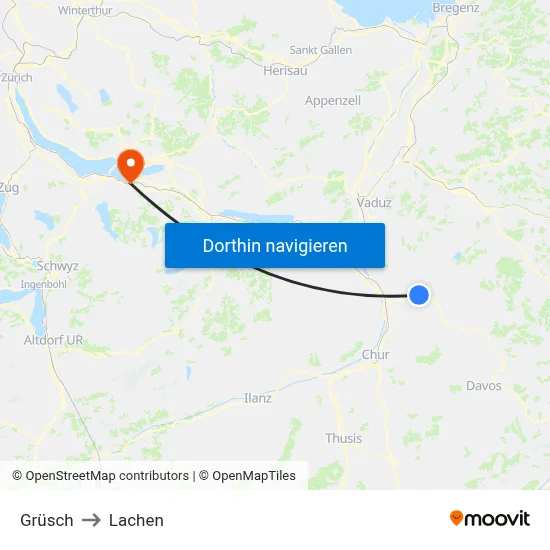 Grüsch to Lachen map