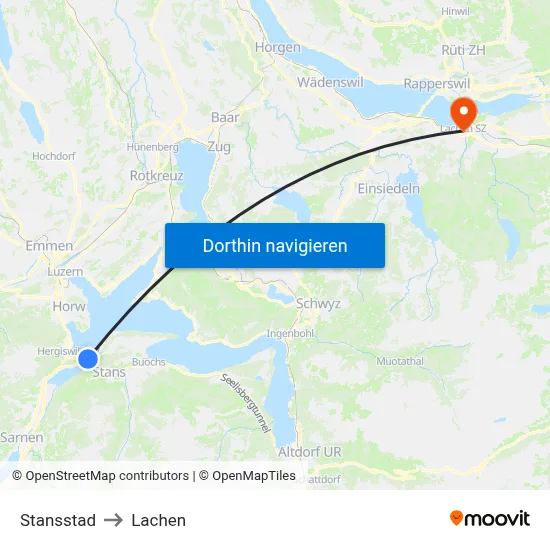 Stansstad to Lachen map