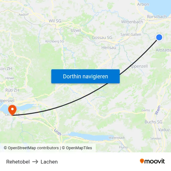 Rehetobel to Lachen map